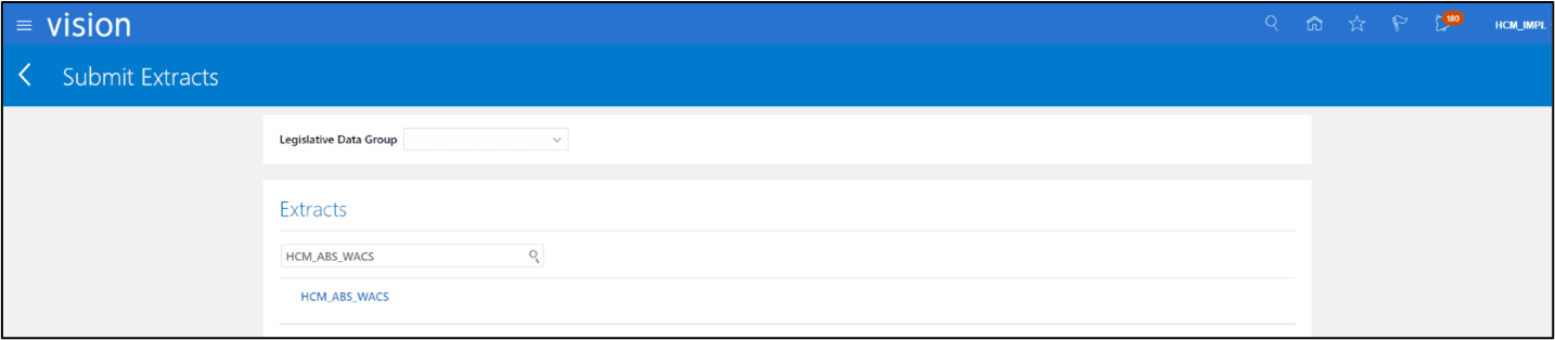 Detail of the Submit Extracts page where the Extracts section is to be found. Detail of the Submit Extracts page where the Extracts section is to be found.