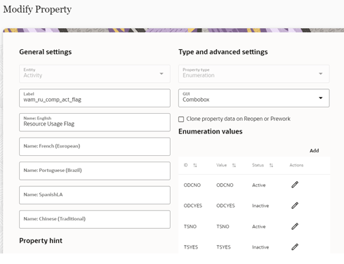 Modify Property window showing the Combobox and the Active checkboxes selected. The Update button is located on the bottom right corner. Modify Property window showing the Combobox and the Active checkboxes selected. The Update button is located on the bottom right corner.