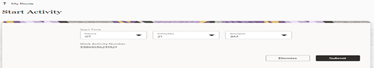 Start Activity page. Submit button is located on the extreme right corner under the Work Activity Number row. Start Activity page. Submit button is located on the extreme right corner under the Work Activity Number row.