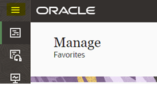 Oracle Field Service Home page detail showing the three lines menu located on the top-left corner. Oracle Field Service Home page detail showing the three lines menu located on the top-left corner.