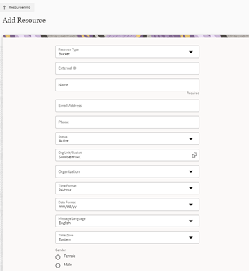 Add Resource window where the user is to choose from the drop-down menus and fill the different text fields with the resource’s details. Add Resource window where the user is to choose from the drop-down menus and fill the different text fields with the resource’s details.