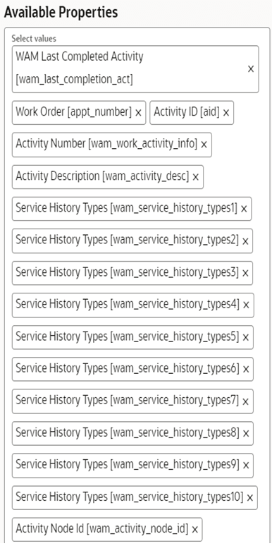 Available Properties section where the set of properties appear.