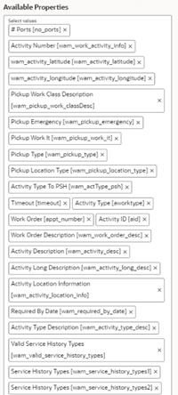 Available Properties section where the set of properties appear. Available Properties section where the set of properties appear.