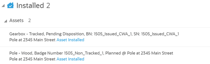The asset is moved to Install pool in Oracle Field Service. The asset is moved to Install pool in Oracle Field Service.