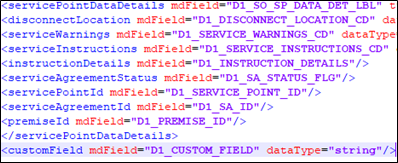 BO schema detail. Highlight on the customField tag. BO schema detail. Highlight on the customField tag.