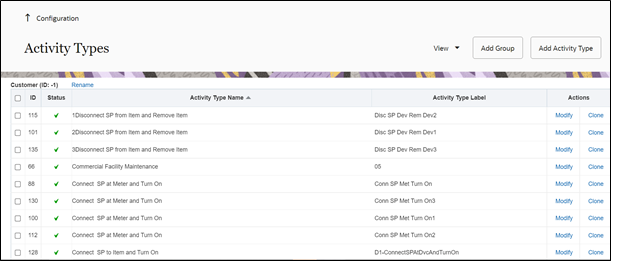 Activity type page Activity type page