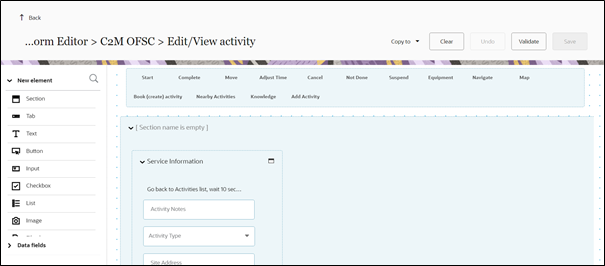 Activity’s edit view. Activity’s edit view.