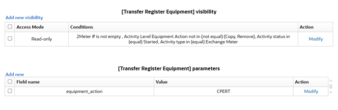 Move Eqipment to New Meter visibility window. The condition for field visibility here is Activity type in equal. Move Eqipment to New Meter visibility window. The condition for field visibility here is Activity type in equal.