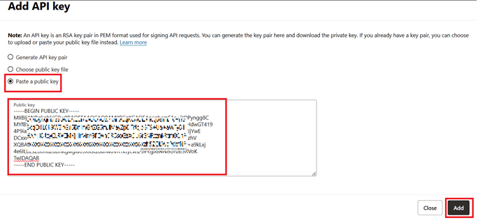 Copy and paste the public key.