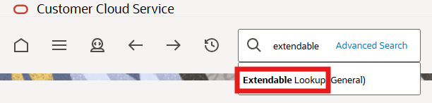 Select the Extendable Lookup menu item.