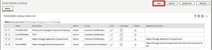 Displays lookup values for the selected business object.