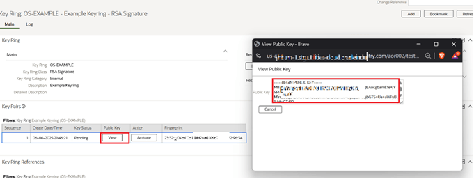 Shows the Public Key value.