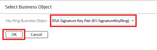 Shows the Key Ring Business Object drop-down list.