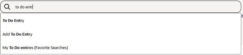 Imagem mostrando a pesquisa por "entradas de atividade" e mostrando resultados, incluindo "Minhas entradas de Atividade (Pesquisas Favoritas)"