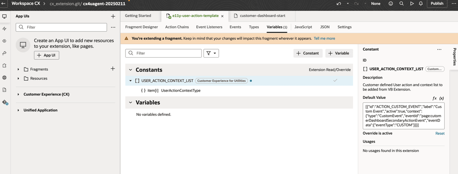 This screen shows an example of the configuration.
