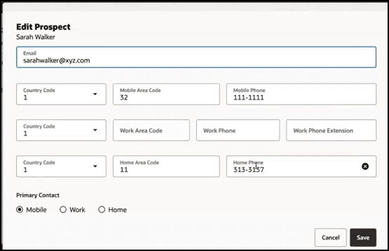 This image shows the Edit Prospect form in Quick Edit mode. This image shows the Edit Prospect form in Quick Edit mode.