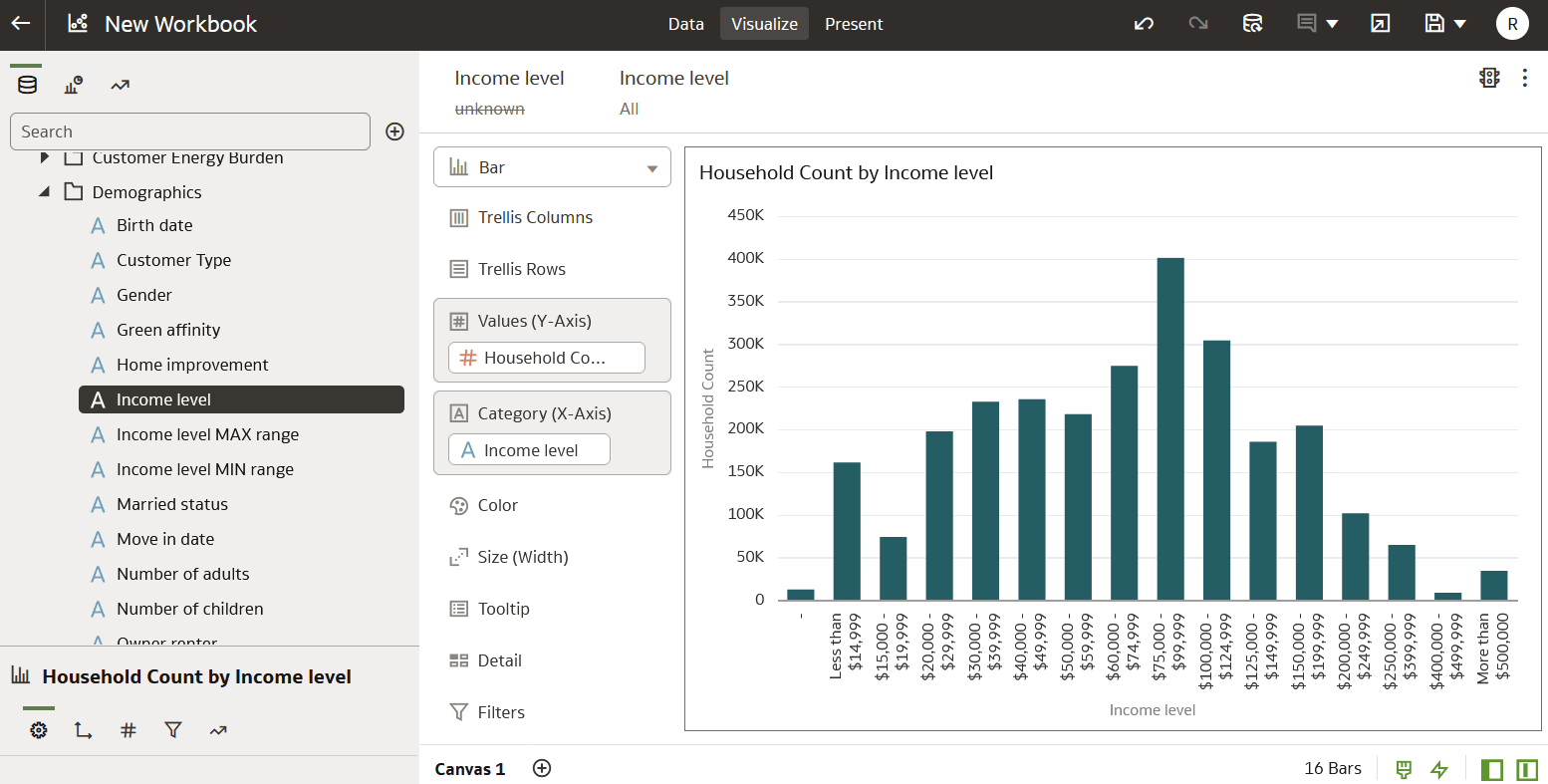 Screenshot illustrating how to use an attribute to divide a measure.