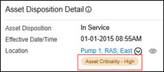 Example of Asset Criticality Insight Type in the Asset Disposition Detail section