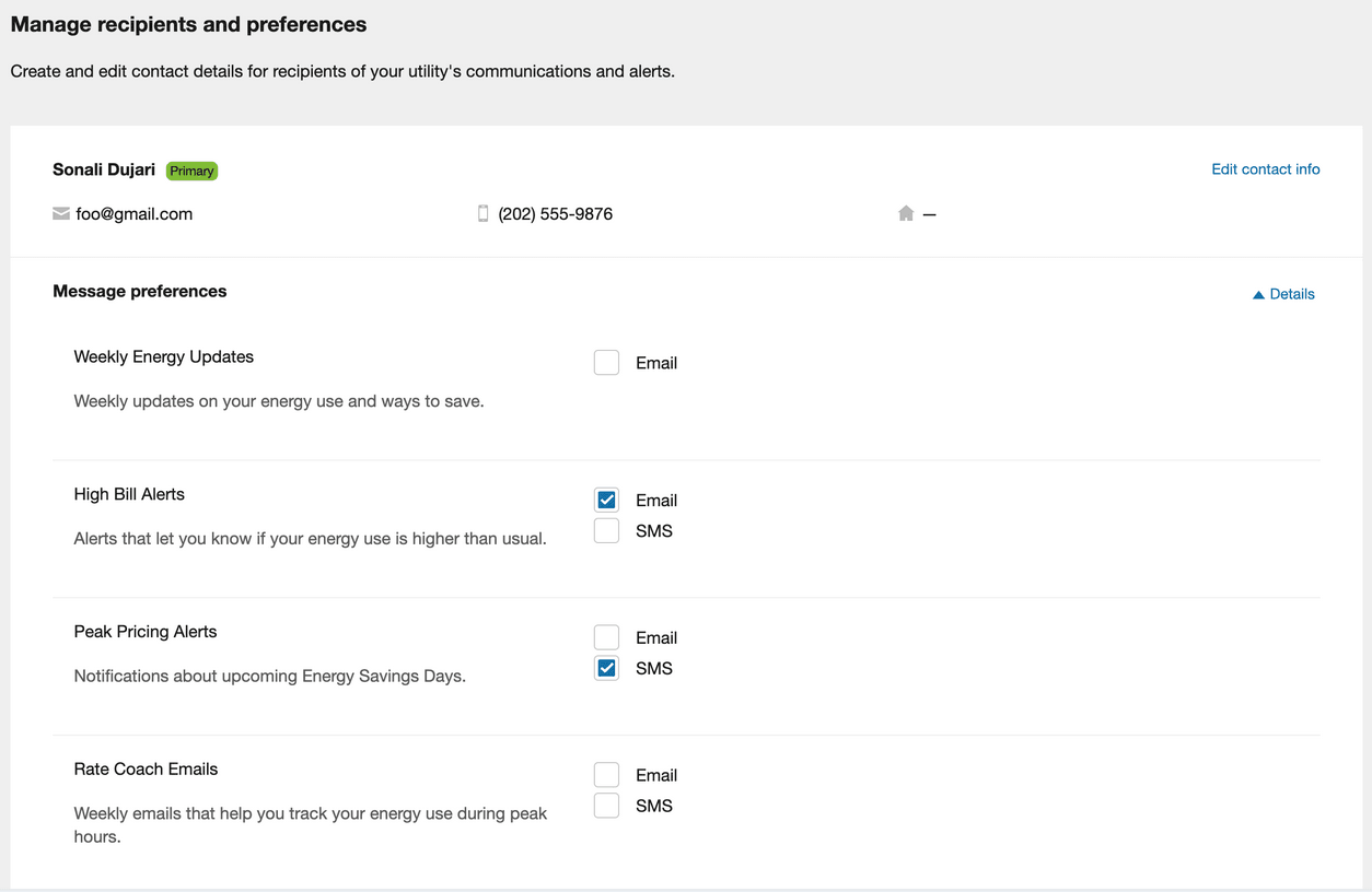 This image shows the account center that enables users to manage preferences.