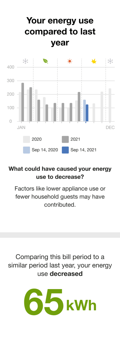 An example of the Personal Tracker module for an electric customer