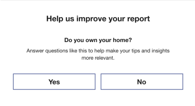 Image of the Mini Home Energy Analysis module with yes and no buttons