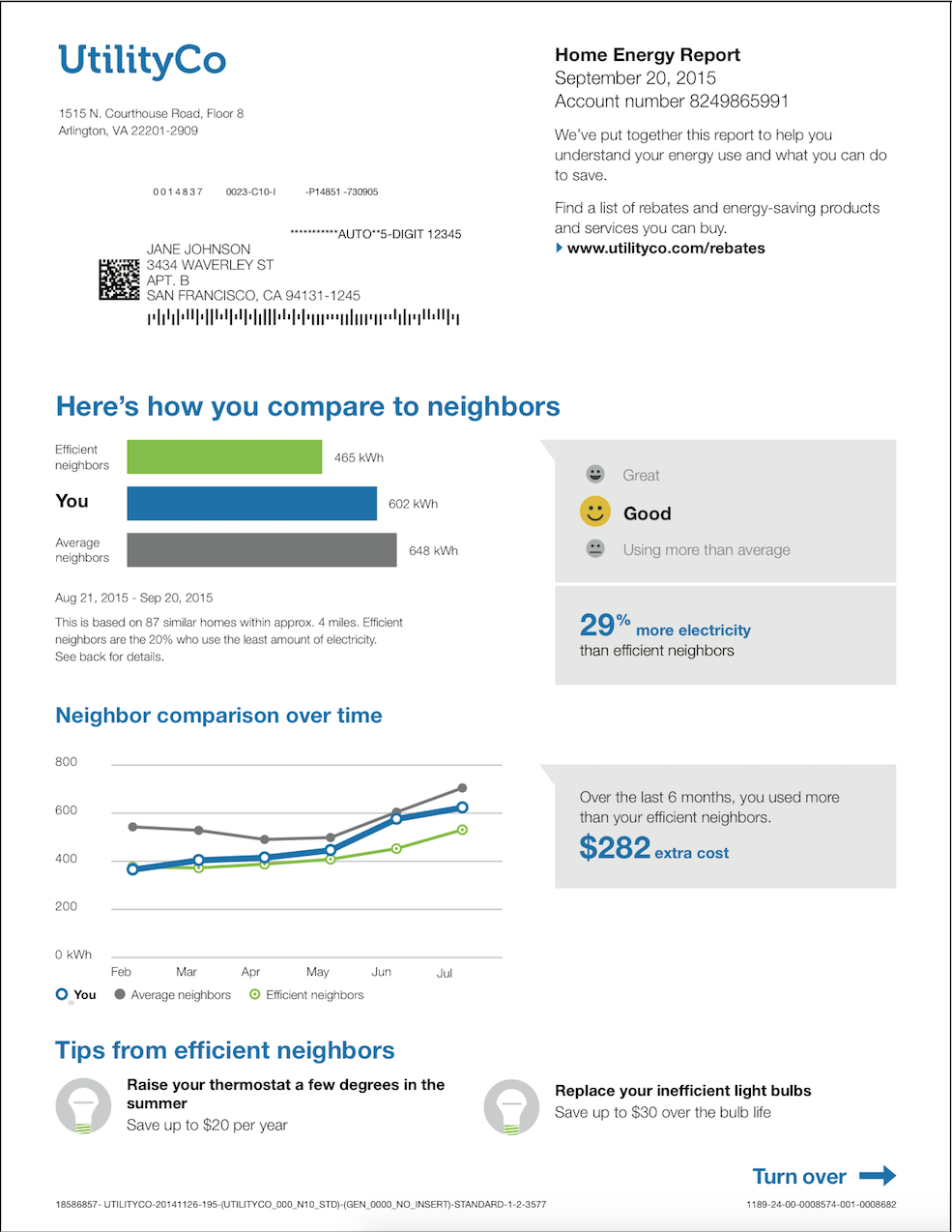 Image of the front page of the home energy report