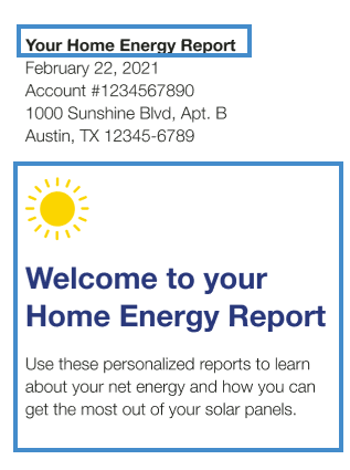Image of a Solar Welcome Report