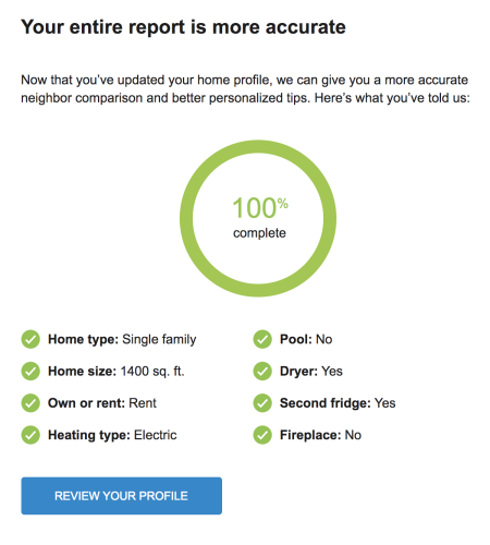 Image of Post-Audit Home Profile with a review your profile button