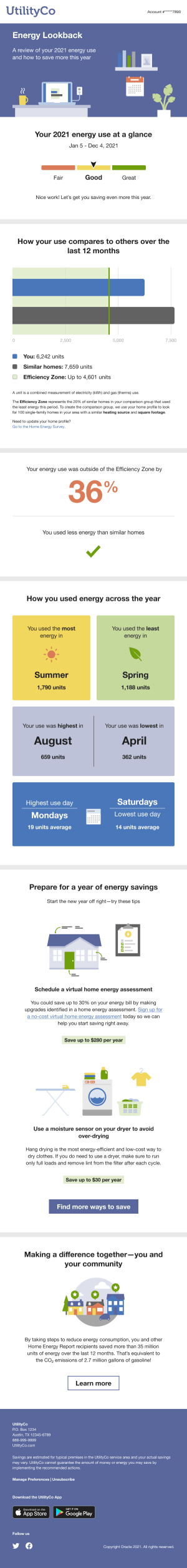 Image of email home energy report annual report
