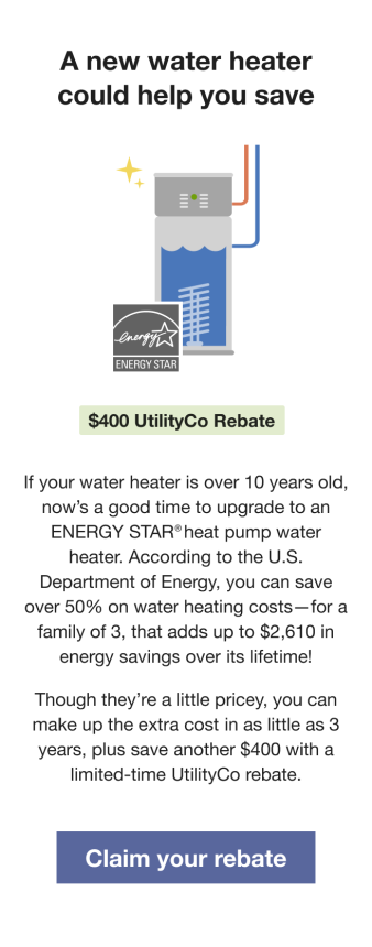 Image of the promotion module promoting a hot water heater