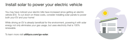 Image of a  marketing module designed to promote the benefit of solar panels in the Electric Vehicle Report