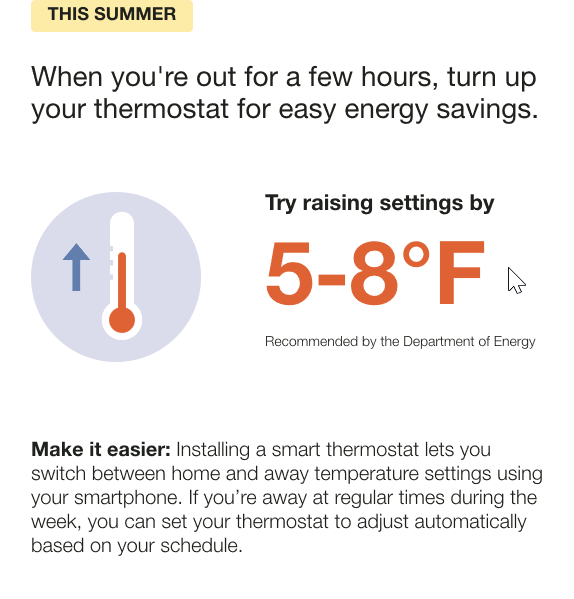 Image of Thermostat Adjustment module design for the Summer Seasonal Report