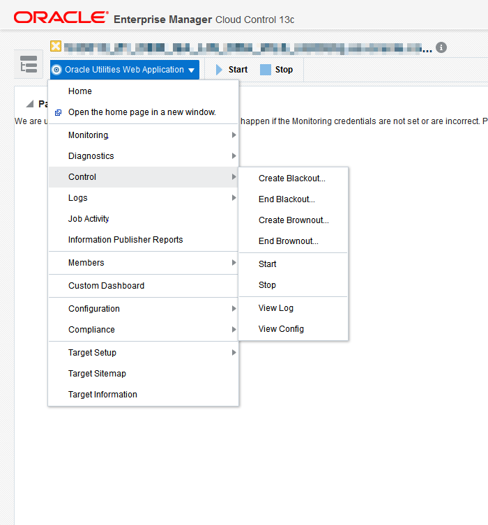 Users with Operator privileges can access functions from the Oracle Utilities Web Application menu.