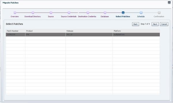 Select the patch to migrate by using Control+Click or select multiple patches by using Shift+Click.