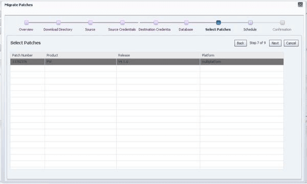 Select the patch to migrate by using Control+Click or select multiple patches by using Shift+Click.