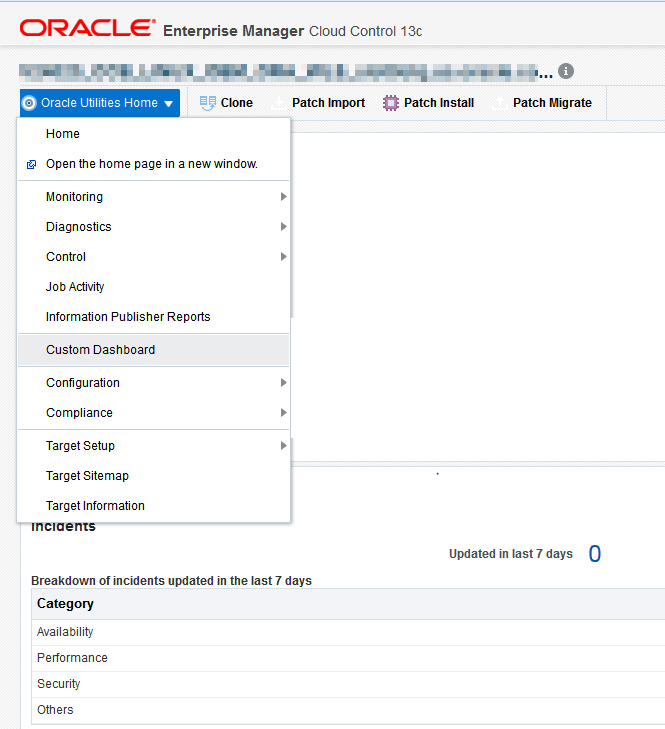 Select the Oracle Utilities Home then Custom Dashboard to navigate to the default Custom Dashboard page.