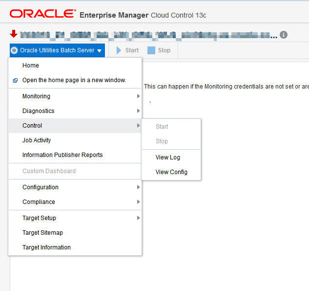 Users with Read-only privileges can only access several functions in the Oracle Utilities Batch Server menu.