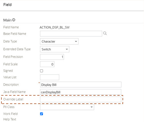 Database Field Main tab showing text fields and drop-down menus.