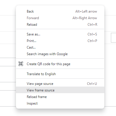 Account page, Auto Pay tab. Options menu with View Frame Source selected within This Frame option.