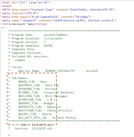 Source file with highlight on Autopay Tab Name.