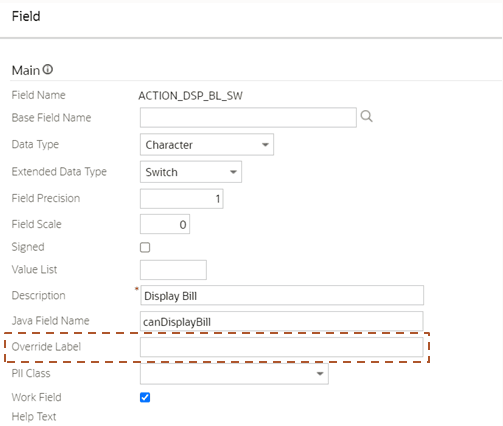 Database Field Main tab showing text fields and drop-down menus.