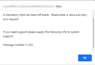 Example of error message.