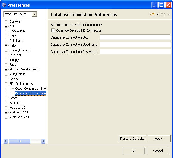 Preferences dialog