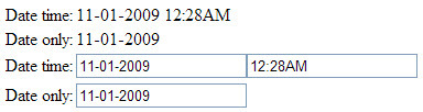 HTML rendered for oraType="dateTime"
