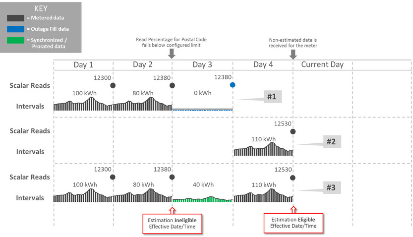 Scenario 2: Meter is marked estimation ineligible, is filled with zeros, then receives actual data