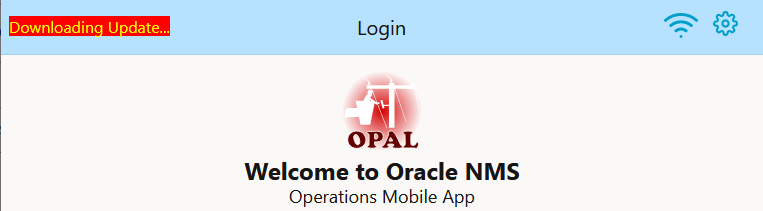 OMA log in page with "Downloading Update..." message.
