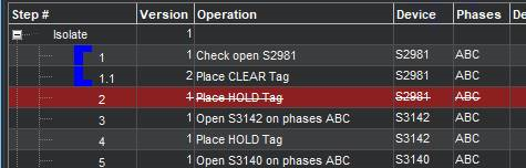 Screen capture of step versions with deleted step having strikethrough text. Screen capture of step versions with deleted step having strikethrough text.