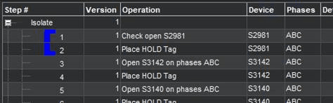 Screen capture of grouped steps.