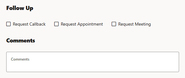 Follow up section options all unselected.