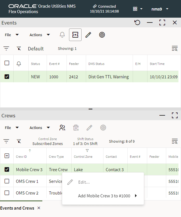 Screen capture showing a selected event and the right-click context menu options with Assign highlighted.